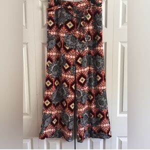 Floral Geometric Wide-Leg Pants